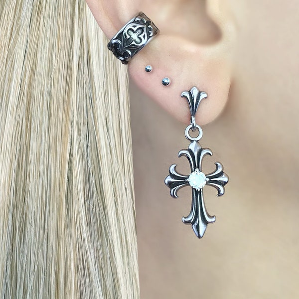 Cross studs, Gothic Cross earrings, gothic earrings, unisex studs, mens earrings, cross earrings, earrings, cross jewelry, gothic cross