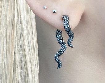 Octopus tentacles Front and back earrings, octopus earrings, Ear jacket earrings, Gothic earrings, edgy earring, tentacles earrings