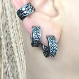 Celtic  Double Braid Stainless Steel Hoops,Celtic Hoop earrings, Mens earrings Mens hoops Huggie hoops, Viking jewelry, Celtic jewelry