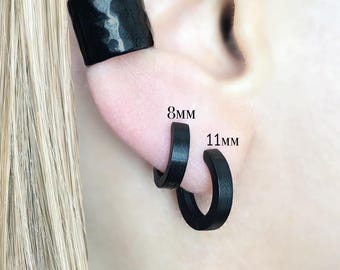 Matte Finish Hoop Earrings: Stainless Steel Huggies, Mens Jewelry