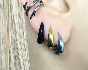 Stainless Steel Hoop Earrings, Huggie Hoops, Silver, Gold, Black jewelry