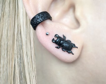 Beetle Stud Earrings, Bug earrings, Unisex Stainless steel jewelry