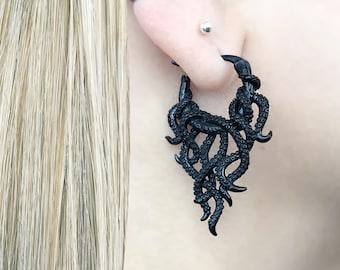 Pendientes de aro con tentáculos de pulpo, joyería de acero inoxidable, pendientes delanteros y traseros