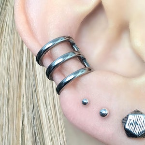 Three row ear cuff, Cuff earring, ear cuff, no piercing earring, viking ear cuff, Geometric ear cuff, fake cartilage, Gold ear cuff