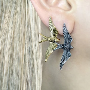 Soaring Swallow Earrings,Birds earrings, birds studs, statement earrings, swallow bird earrings, large earrings, birds, birds jewelry