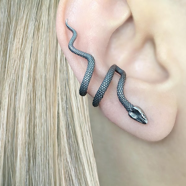 Snake Ear Cuff, No Piercing Stainless Steel Earring,Goth jewelry