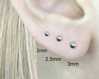 Tiny ball earrings, ball studs, tiny studs, 2mm studs, 3mm studs, 925 sterling silver earrings, seed earrings, multi piercing studs