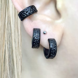 Celtic knot Hoops, Celtic earrings,Celtic Hoop earrings, Mens earrings, Mens hoops, Wide hoop, Huggie hoops, Viking jewelry, earrings