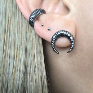 Moon earrings, Moon studs, Crescent moon earrings, gothic earrings, unisex earrings, moon jewelry, stainless steel earrings, statement studs