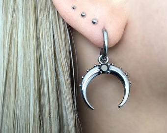 Moon Hoop earrings,  Hoop earrings, Crescent moon earrings,Moon earrings,Gothic earrings, hoops, moon hoops, celestial earrings