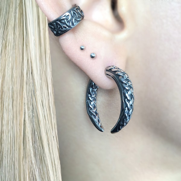 Celtic Front and back earrings, Celtic earrings, Ear jacket,Celtic braid,  Gothic earrings, viking earrings, front back earrings