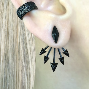 Arrows  Front and back earrings, Arrows earrings Ear jacket earrings Gothic earrings, Black  earring, jet black earrings front back earrings