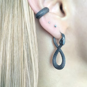 Snake hoop earrings, Hoop earrings, Snake hoops, Mens earrings, Mens hoops, Snake jewelry, Gothic earrings, Gothic jewelry, large hoops