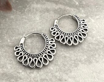 Tribal Hoop Earrings, Goth  Stainless Steel jewelry hoops