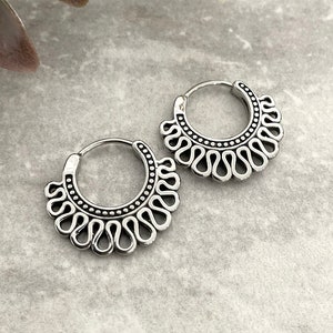 Hoop earrings, Tribal Hoop earrings, Mens hoops, Gothic earrings, hoops, earrings, 316L earrings, statement hoops,