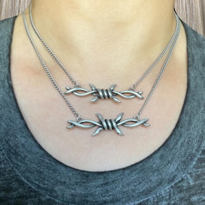 Barbed wire necklace, gothic necklace , barbed wire jewelry, barbed wire pendant, punk necklace