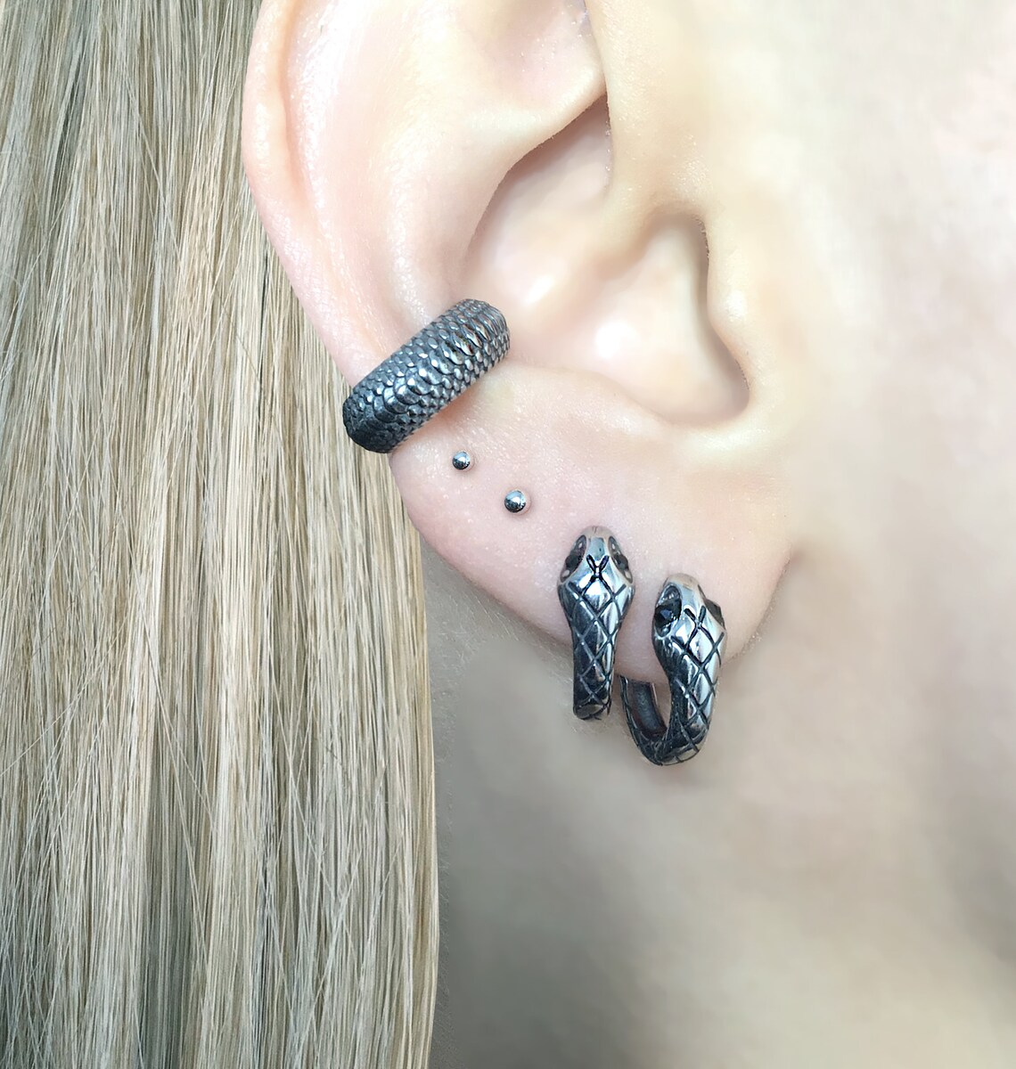 Snake Hoop Earrings Hoop Earrings Snake Hoops Mens Etsy