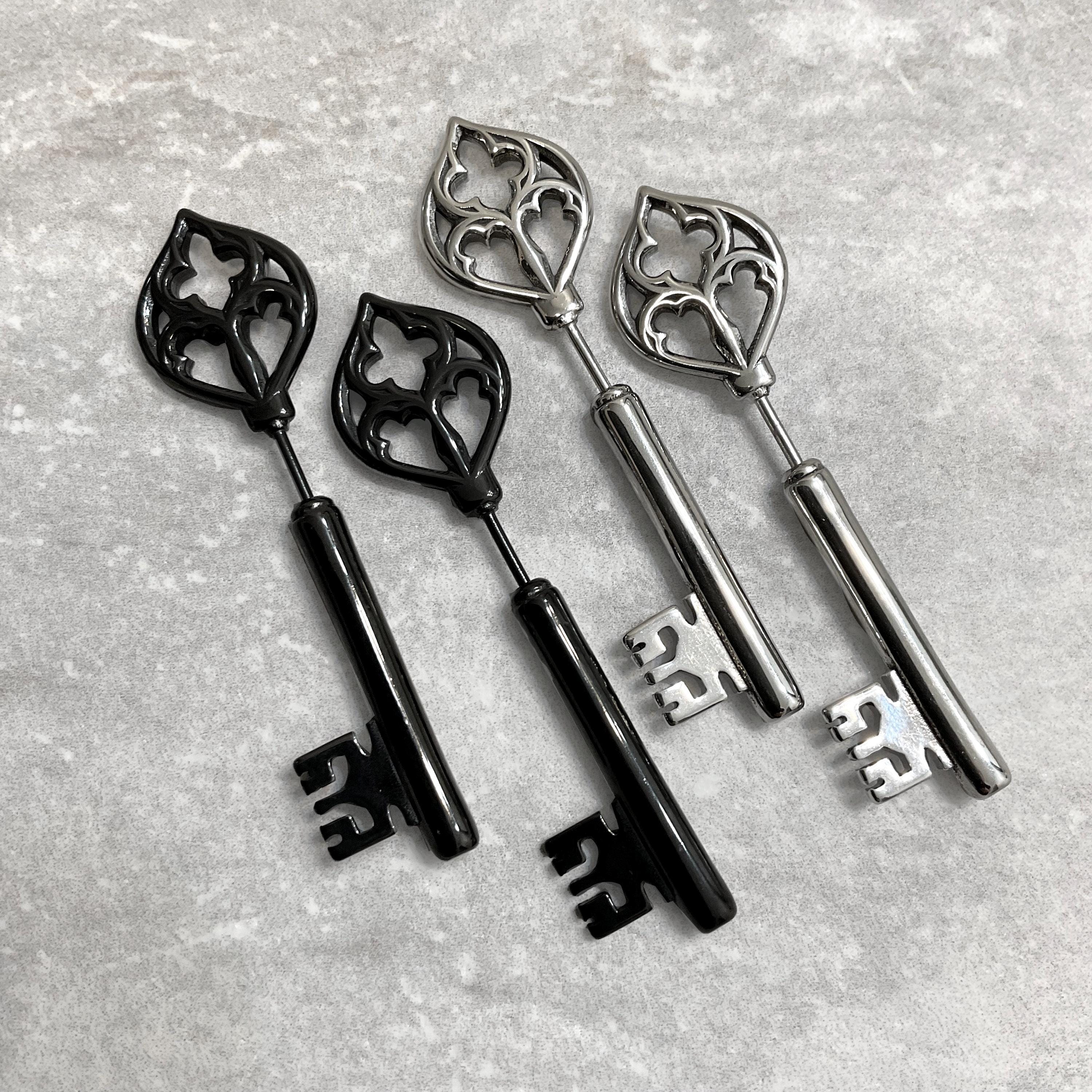 Key Ear Sorter Gothic Cathedral Key Ear Jacket , Keys Earrings, Front Back Studs ...