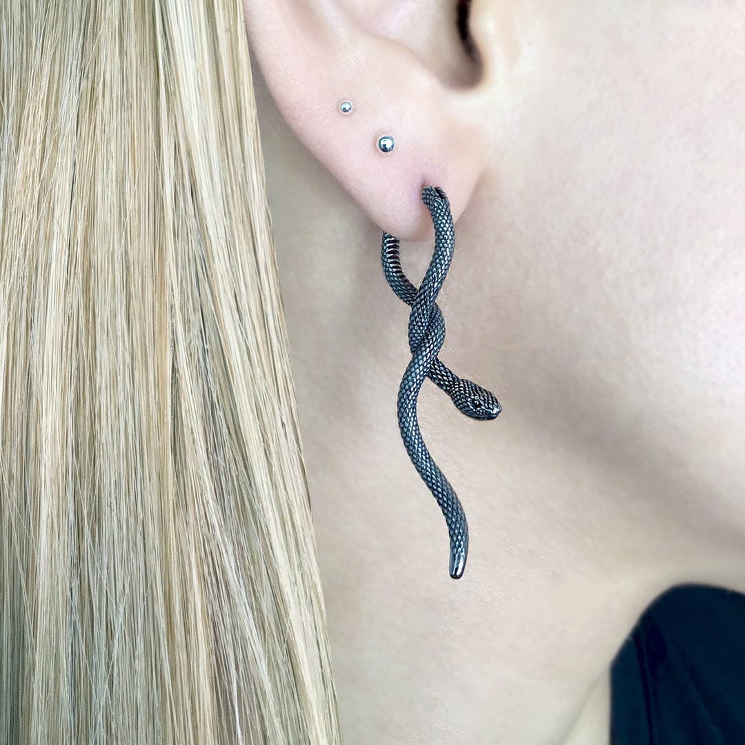 Snake Hoop Earrings, Hoop Earrings, Snake Hoops, Mens Earrings, Unisex Earrings Snake Jewelry