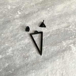 Front and back triangle earrings, triangle earrings, Ear jacket earrings, Gothic earrings, Black earring unisex earrings, geometric earring image 4