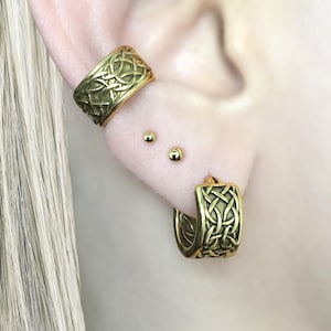 Hoop earrings,Celtic Hoop earrings, Mens earrings, Mens hoops, Wide hoop, Huggie hoops, Viking jewelry, Celtic earrings