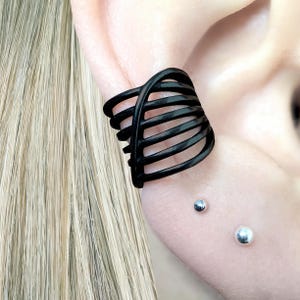 Set of 2 Black Ear Cuff or Single Ear Cuff Black Ear Cuffs