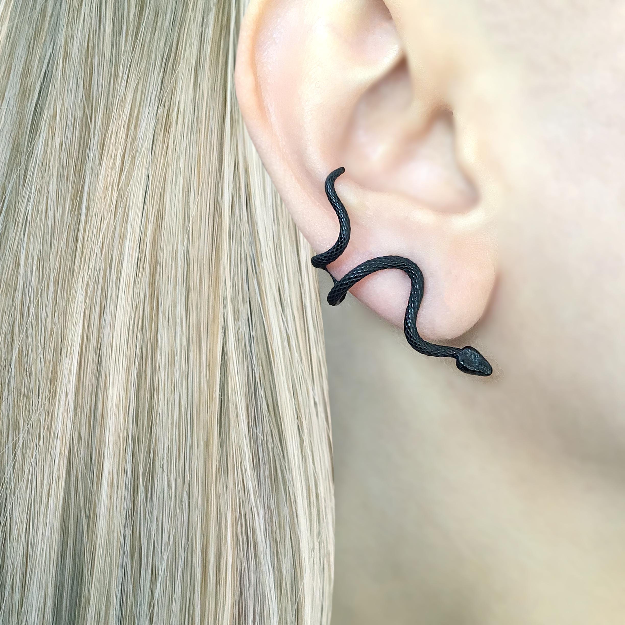 Snake earrings, Snake studs, ear caller, crawling snake earrings, serpent earrings, snake jewelry, gothic earrings, goth earrings