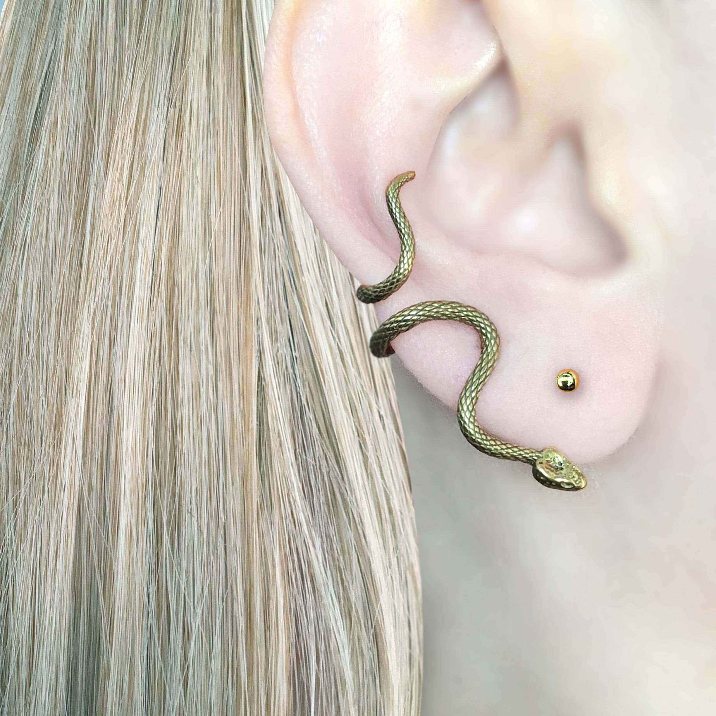 Snake earrings, Snake studs, ear caller, crawling snake earrings, serpent earrings, snake jewelry, gothic earrings, goth earrings