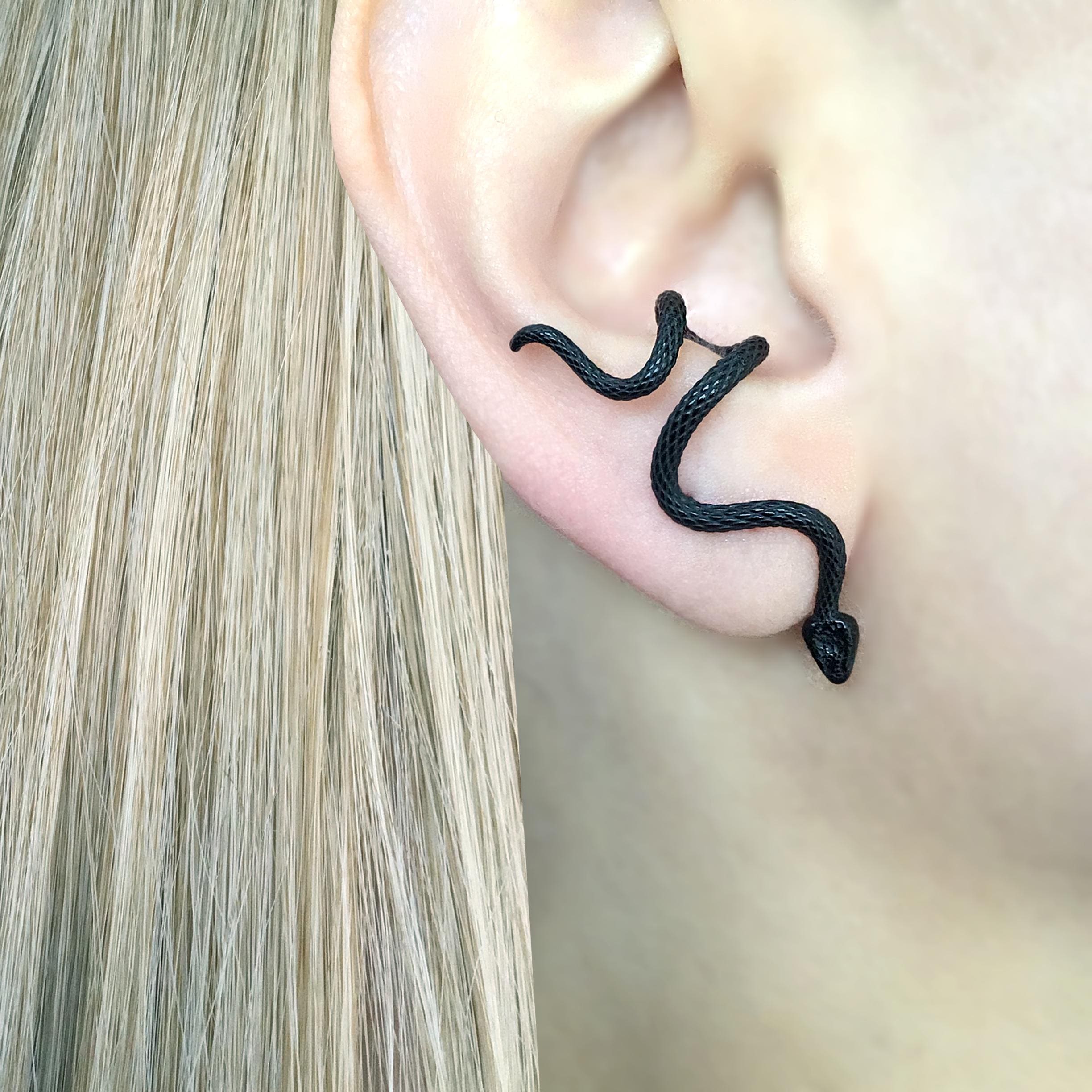 Snake earrings, Snake studs, ear caller, crawling snake earrings, serpent earrings, snake jewelry, gothic earrings, goth earrings