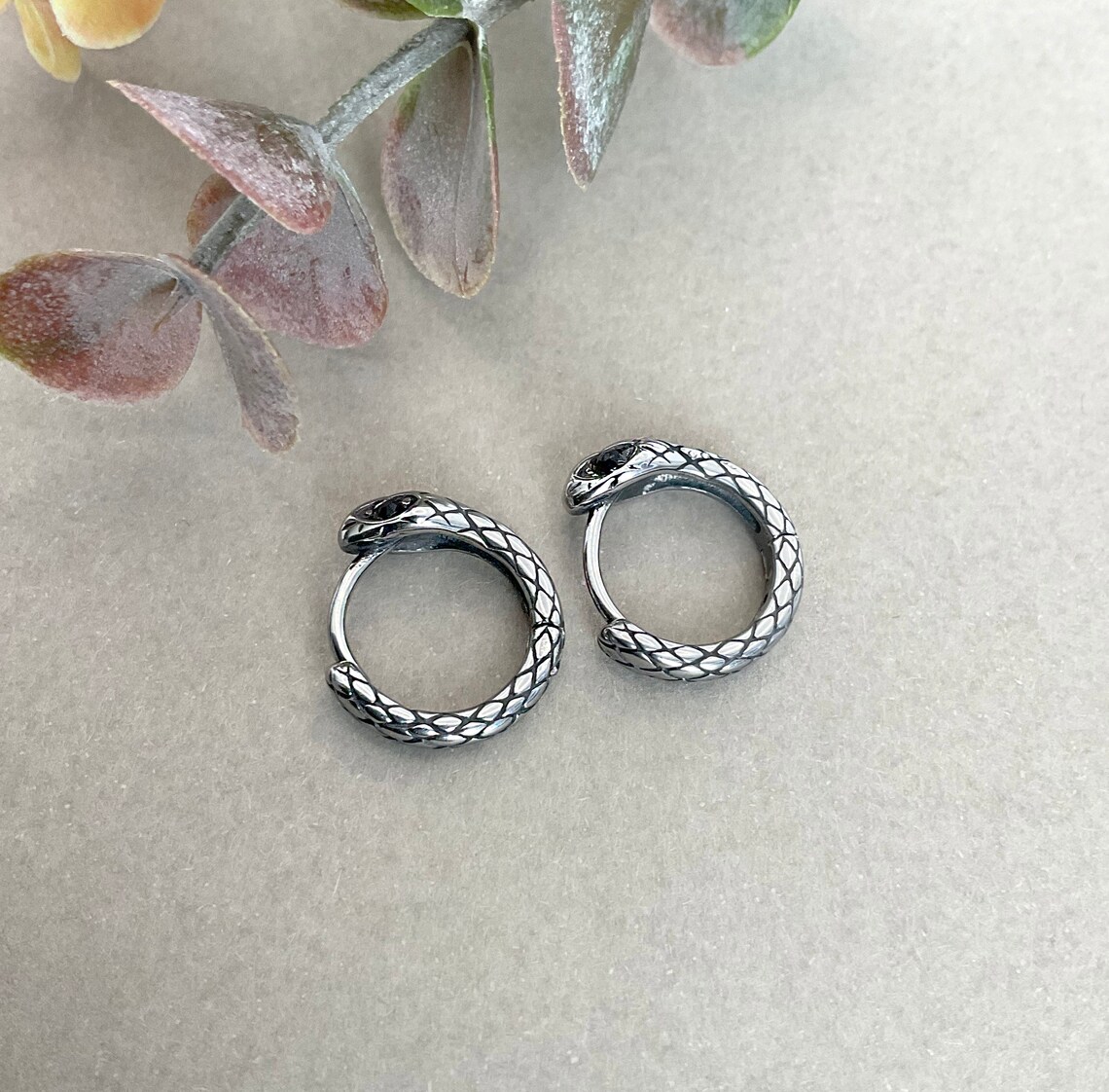 Snake Hoop Earrings Hoop Earrings Snake Hoops Mens Etsy