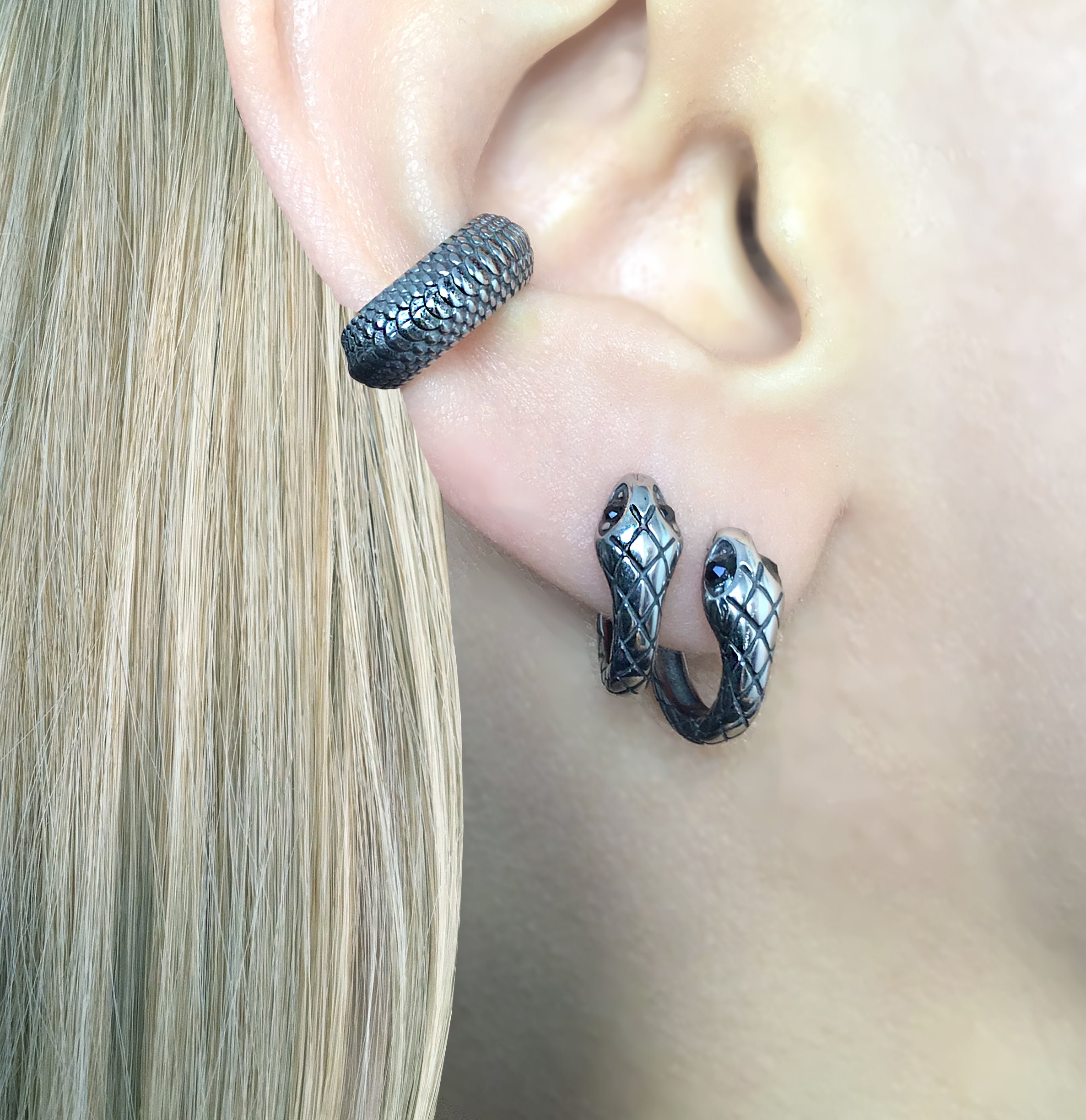 Snake Hoop Earrings Hoop Earrings Snake Hoops Mens Etsy