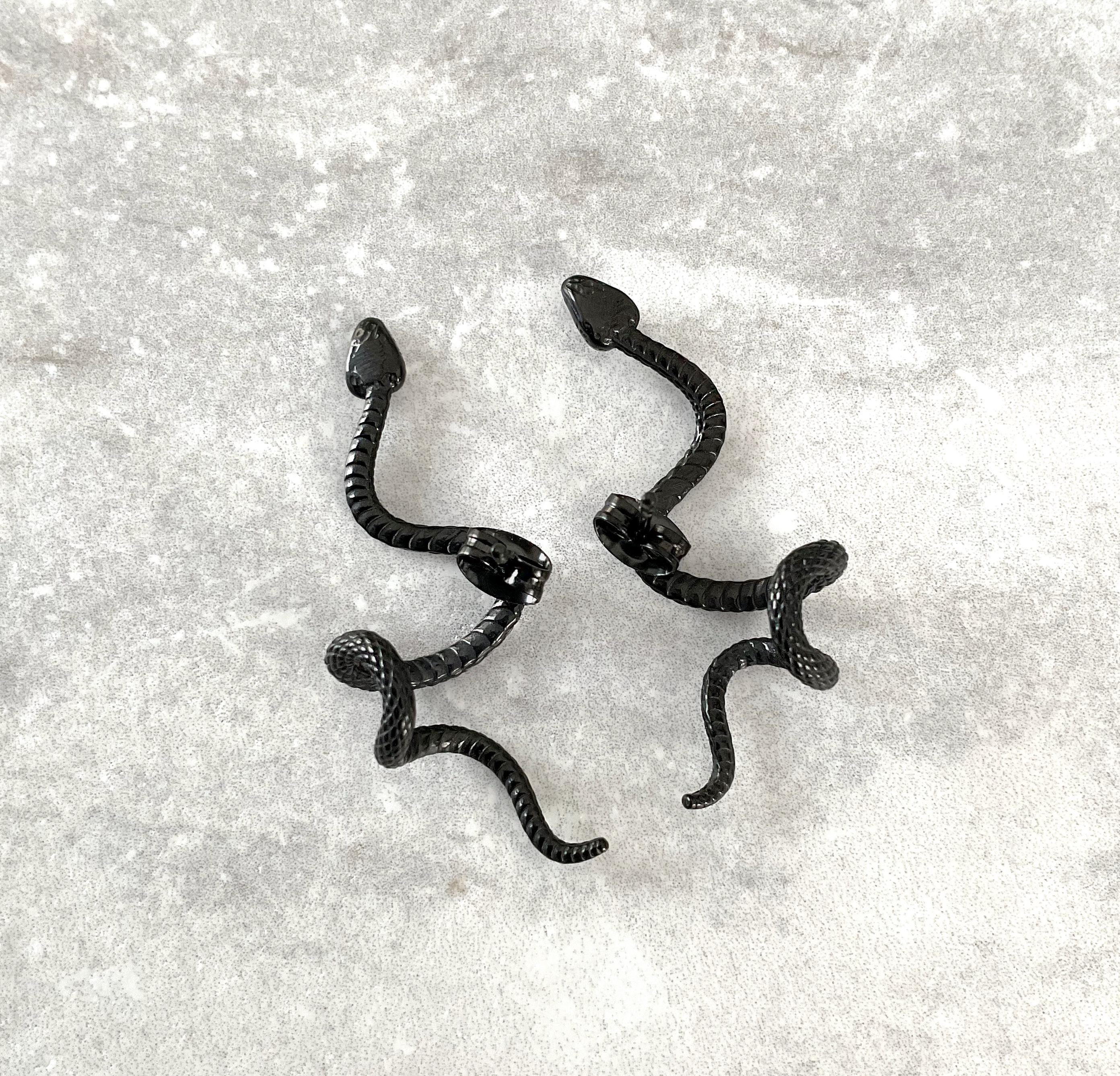Snake earrings, Snake studs, ear caller, crawling snake earrings, serpent earrings, snake jewelry, gothic earrings, goth earrings