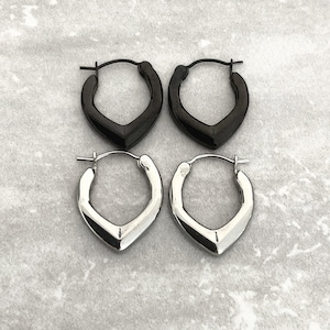 Hoop earrings, pointy Hoop earrings, Mens earrings, Mens hoops,  Gothic earrings, Gothic jewelry, Huggie hoops,Stainless steel hoops