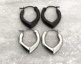 Pointy Stainless Steel Hoop Earrings, Huggie Hoops
