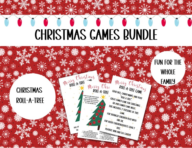 Christmas Games for Families. Printable Holiday Party Game Bundle