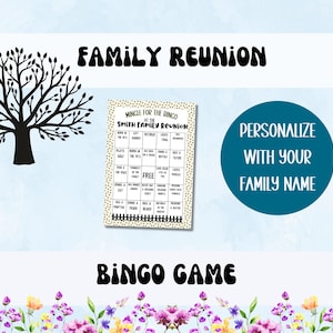 Family Reunion Bingo Game with Personalization, Icebreaker Bingo Game for families, Bingo Family Reunion Game, Family Gatherings Bingo Game