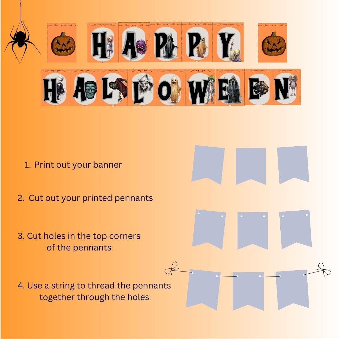 Halloween Banner Printable Halloween Party Banner Halloween Etsy