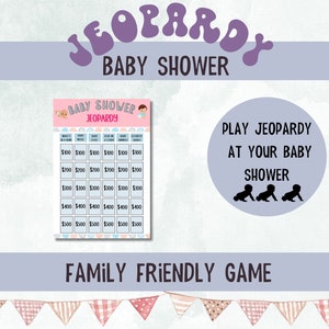 Baby Shower Jeopardy Game, Printable Baby Shower Jeopardy Game, Shower Game, Baby Jeopardy Game, Baby Shower Printable Instant Download Game
