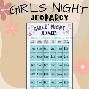 Girls Night Out Jeopardy Game; Ladies Night Out Game; Galentines Party Game; Bachelorette Party Game; Bookclub party game; Stagette Party