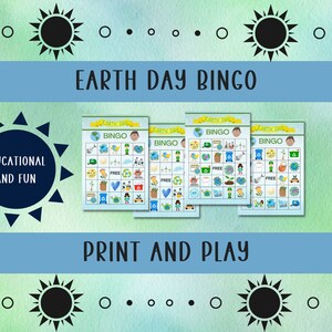 Earth Day Printable Bingo for kids;  Classroom Earth Day Activity; Earth Day Curriculum; Bingo for Earth Day , Print and Play EarthDay Bingo