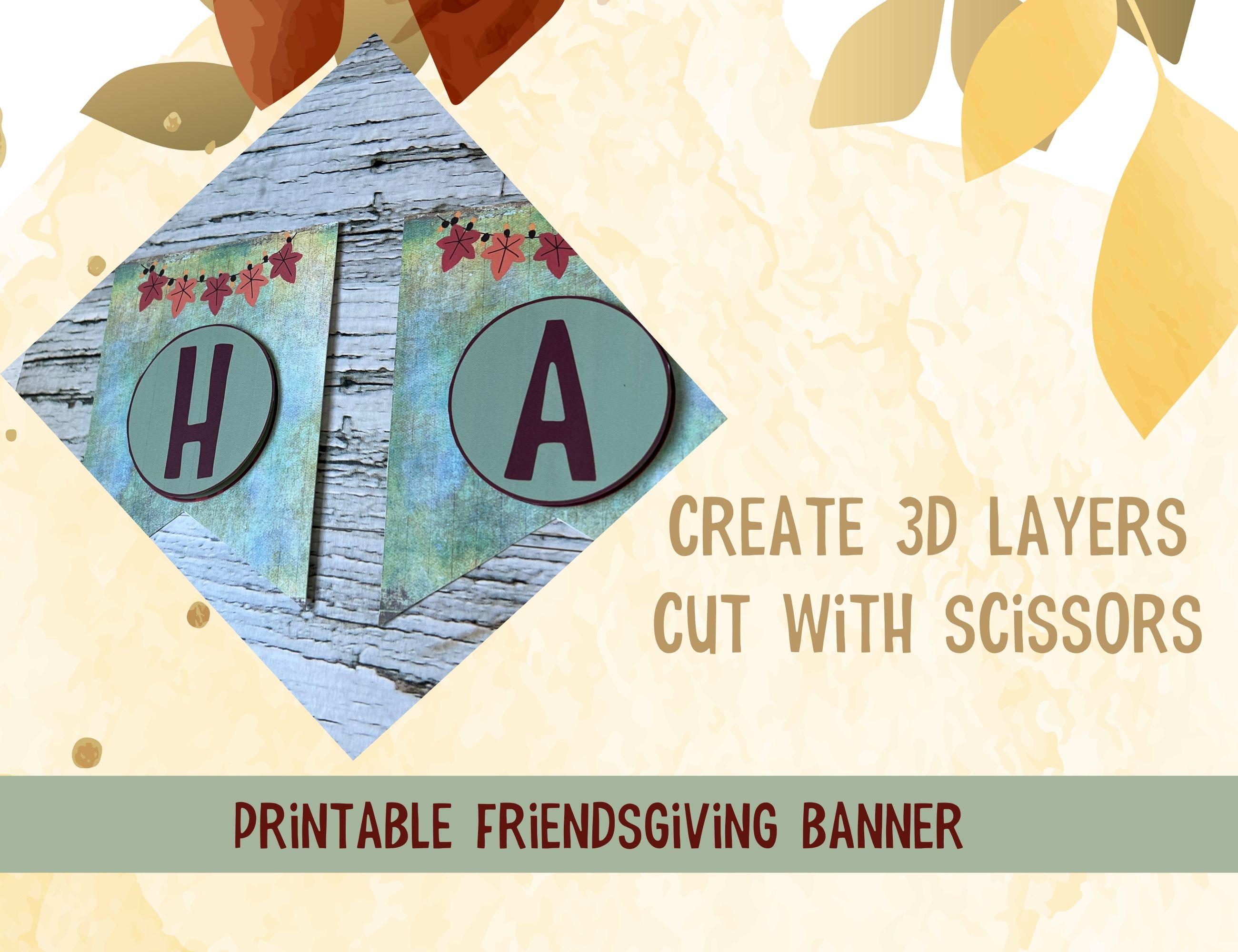Friendsgiving Banner; Printable Thanksgiving Layered Banner; DIY ...