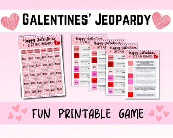 Galentines Party Jeopardy Printable Game, Valentines Party Jeopardy, Galentines Friends Game, Play Jeopardy with Girlfriends, Gal Party