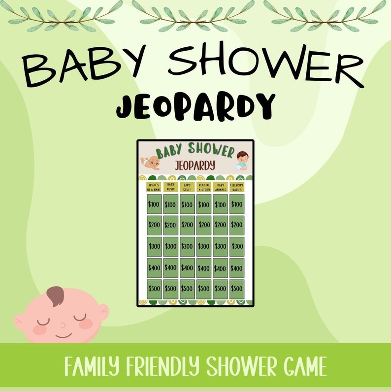 Baby Shower Game, Baby Shower Jeopardy Game, Baby Sprinkle Game, Babyq