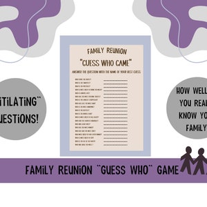 Family Reunion Guess Who Game| Family Trivia Quiz| Family Reunion Party Game| IceBreaker Game with Naughty Questions for Family Reunion