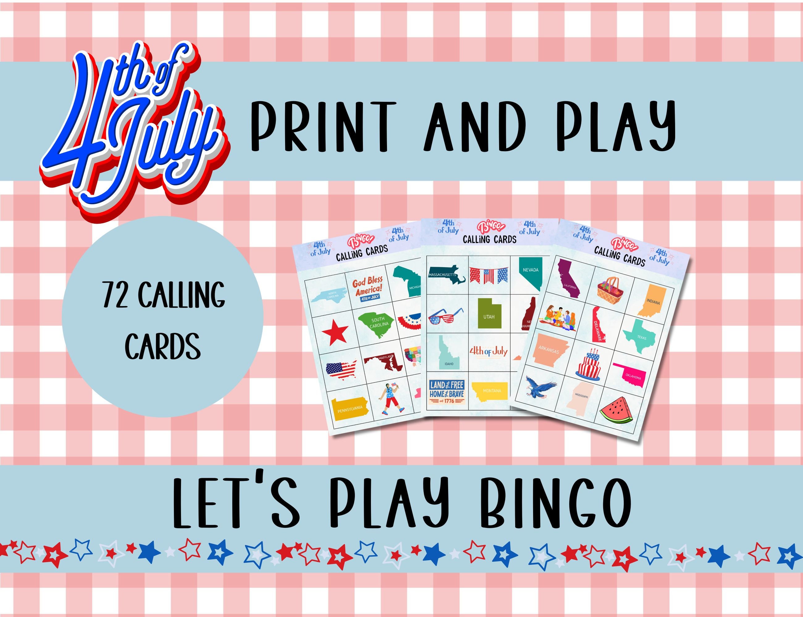 4th of July Bingo for Kids| Bingo Game for Independence Day| Patriotic ...