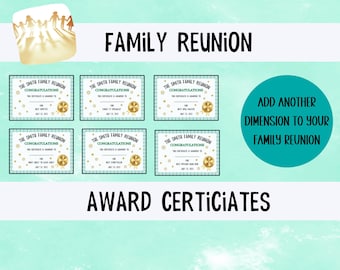 Family Reunion Award Certificates, Family Reunion Games and Awards, Awards for Families, Funny Awards for Family Reunion, Games for Reunions