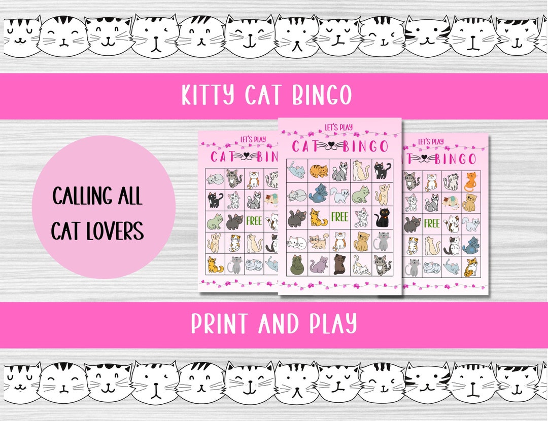 Bingo Game for Cat Lovers, Cat Lovers Bingo Group Activity Bingo for