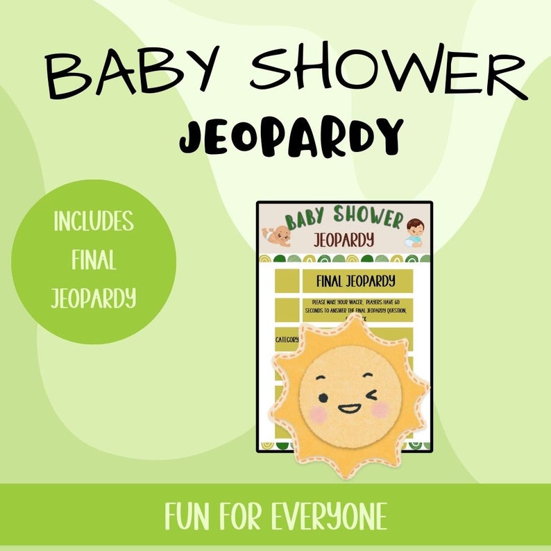 Baby Shower Game, Baby Shower Jeopardy Game, Baby Sprinkle Game, Babyq Party Game, Baby Shower