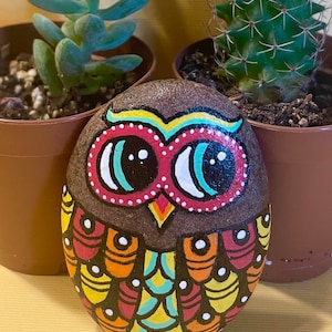 LuckyOwl Painted Stone Owl