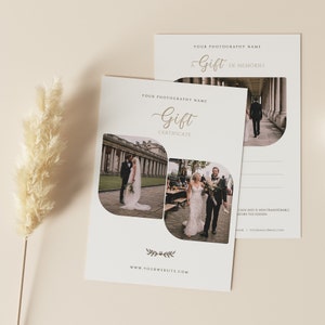 Bon cadeau de photographe, modèle de certificat-cadeau moderne pour les photographes, carte-cadeau modifiable, modèle de bon-cadeau imprimable